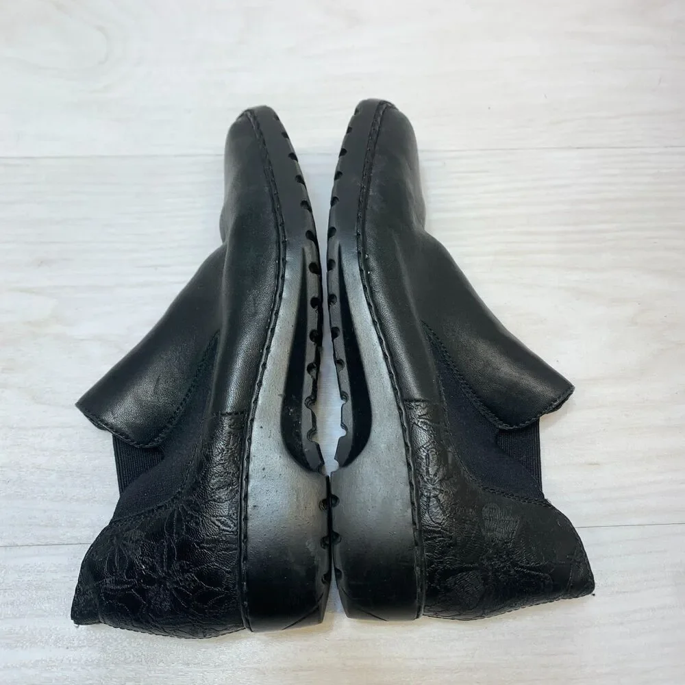 Rieker Chelsea Ankle Boots Womens Size 7 Black Leather Comfort Round Toe Slip On